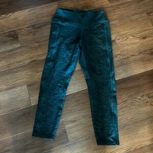 Emerald green Heather, pink leggings, size medium. Cozy style
